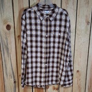 Dip Mens Plaid Button Up Cotton Shirt Size XL Camping Outdoors Work NWT